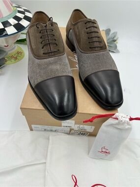 Men's Christian Louboutin Gregory velvet Twill and Leather Oxford's size 43.5